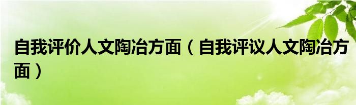 自我评价人文陶冶方面(自我评议人文陶冶方面)