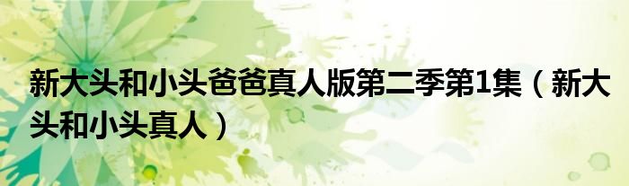 新大头和小头爸爸真人版第二季第1集(新大头和小头真人)