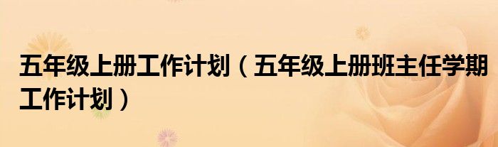 五年级上册工作计划(五年级上册班主任学期工作计划)