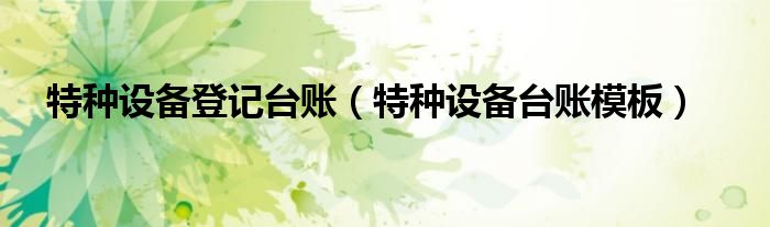 特种设备登记台账(特种设备台账模板)