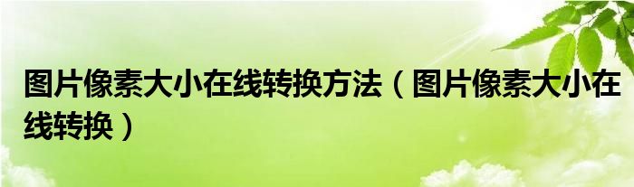 图片像素大小在线转换方法(图片像素大小在线转换)