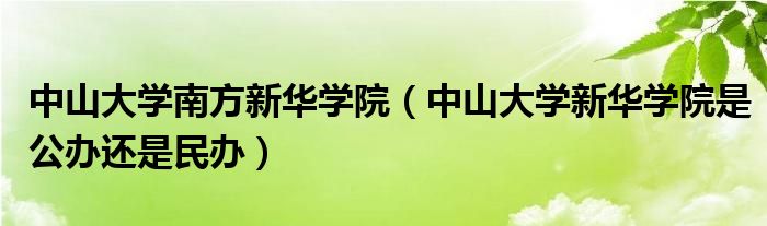 中山大学南方新华学院(中山大学新华学院是公办还是民办)