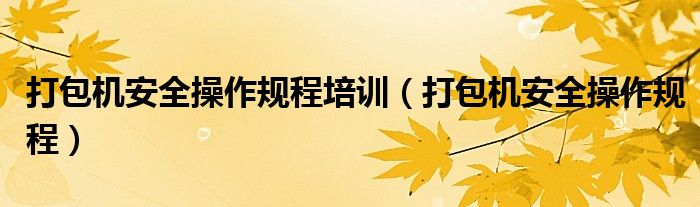 打包机安全操作规程培训(打包机安全操作规程)