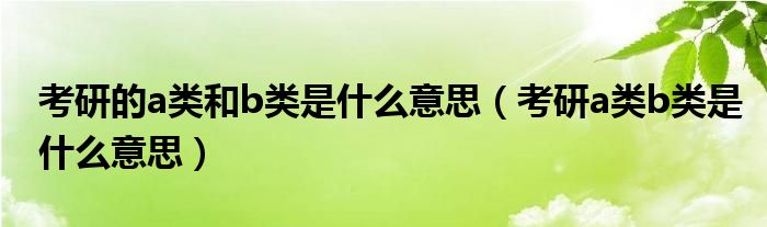 考研的a类和b类是什么意思(考研a类b类是什么意思)