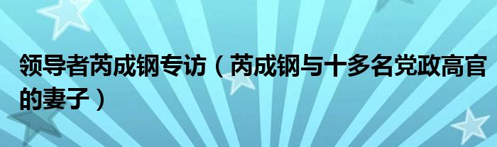 领导者芮成钢专访(芮成钢与十多名党政高官的妻子)