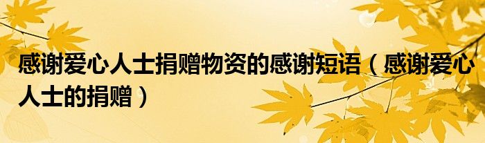 感谢爱心人士捐赠物资的感谢短语(感谢爱心人士的捐赠)