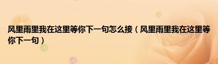 风里雨里我在这里等你下一句怎么接(风里雨里我在这里等你下一句)