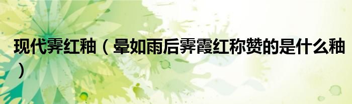 现代霁红釉(晕如雨后霁霞红称赞的是什么釉)