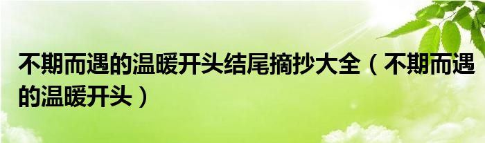不期而遇的温暖开头结尾摘抄大全(不期而遇的温暖开头)