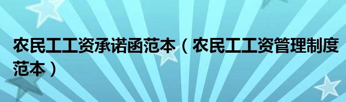 农民工工资承诺函范本(农民工工资管理制度范本)