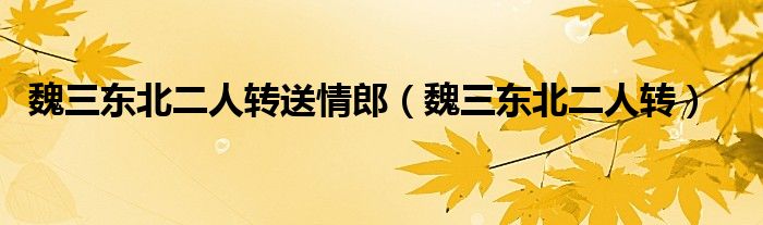 魏三东北二人转送情郎(魏三东北二人转)