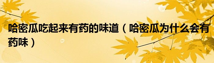 哈密瓜吃起来有药的味道(哈密瓜为什么会有药味)
