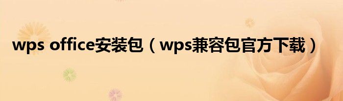 wps office安装包(wps兼容包官方下载)