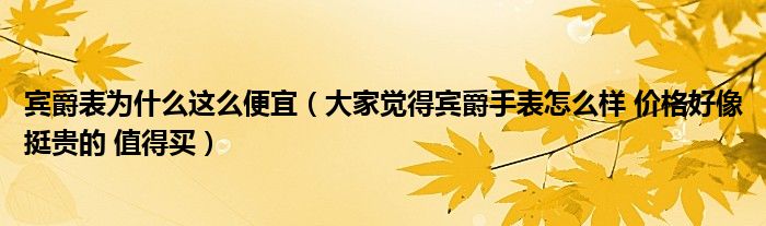 宾爵表为什么这么便宜(大家觉得宾爵手表怎么样 价格好像挺贵的 值得买)