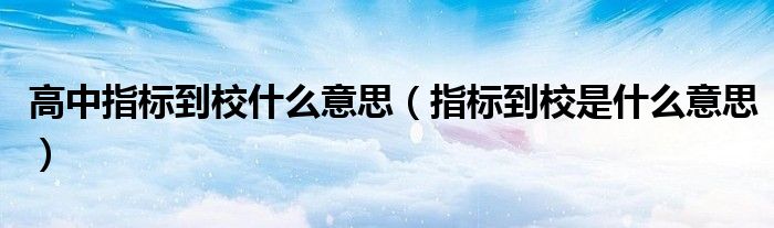 高中指标到校什么意思(指标到校是什么意思)