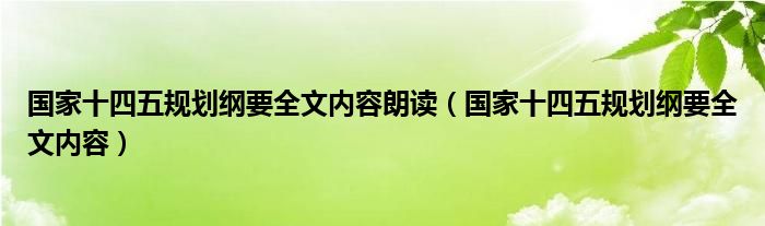 国家十四五规划纲要全文内容朗读(国家十四五规划纲要全文内容)