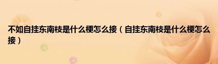 不如自挂东南枝是什么梗怎么接(自挂东南枝是什么梗怎么接)