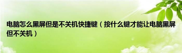 电脑怎么黑屏但是不关机快捷键(按什么键才能让电脑黑屏但不关机)
