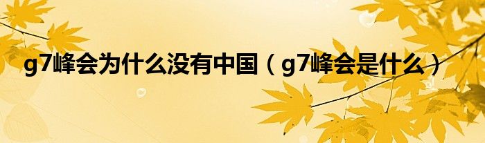 g7峰会为什么没有中国(g7峰会是什么)