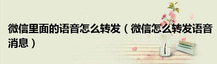 微信里面的语音怎么转发(微信怎么转发语音消息)