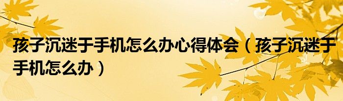 孩子沉迷于手机怎么办心得体会(孩子沉迷于手机怎么办)