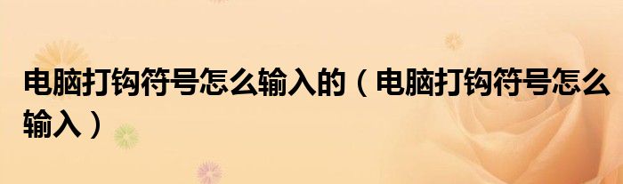 电脑打钩符号怎么输入的(电脑打钩符号怎么输入)