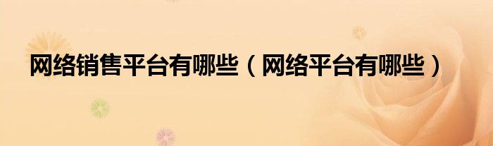 网络销售平台有哪些(网络平台有哪些)