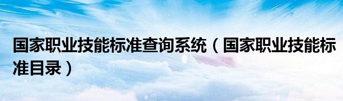 国家职业技能标准查询系统(国家职业技能标准目录)