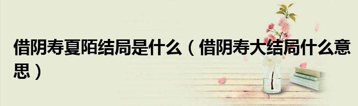 借阴寿夏陌结局是什么(借阴寿大结局什么意思)
