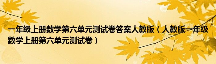 一年级上册数学第六单元测试卷答案人教版(人教版一年级数学上册第六单元测试卷)