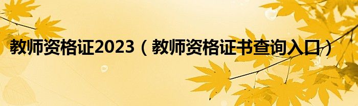 教师资格证2023(教师资格证书查询入口)