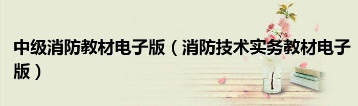 中级消防教材电子版(消防技术实务教材电子版)