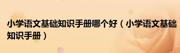 小学语文基础知识手册哪个好(小学语文基础知识手册)