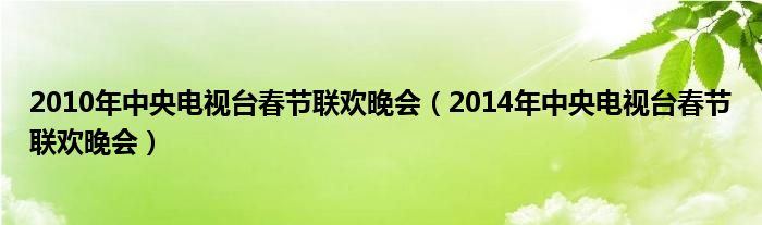 2010年中央电视台春节联欢晚会(2014年中央电视台春节联欢晚会)