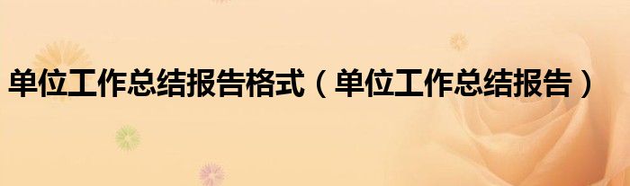 单位工作总结报告格式(单位工作总结报告)