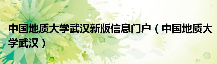 中国地质大学武汉新版信息门户(中国地质大学武汉)