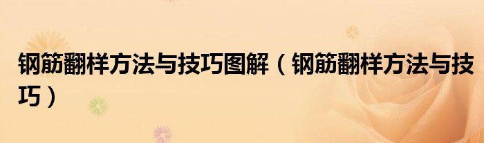 钢筋翻样方法与技巧图解(钢筋翻样方法与技巧)