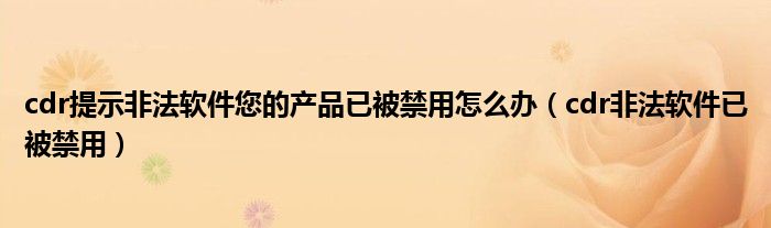 cdr提示非法软件您的产品已被禁用怎么办(cdr非法软件已被禁用)