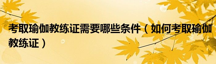 考取瑜伽教练证需要哪些条件(如何考取瑜伽教练证)