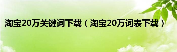 淘宝20万关键词下载(淘宝20万词表下载)