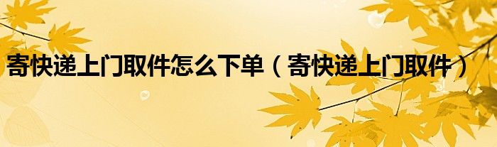寄快递上门取件怎么下单(寄快递上门取件)