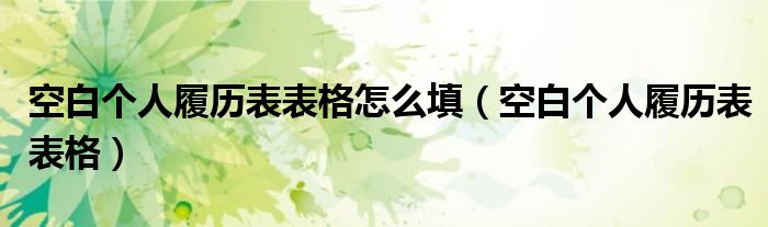 空白个人履历表表格怎么填(空白个人履历表表格)