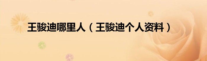 王骏迪哪里人(王骏迪个人资料)