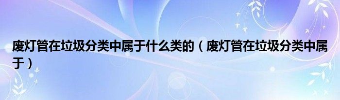 废灯管在垃圾分类中属于什么类的(废灯管在垃圾分类中属于)