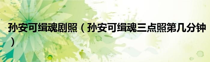 孙安可缉魂剧照(孙安可缉魂三点照第几分钟)