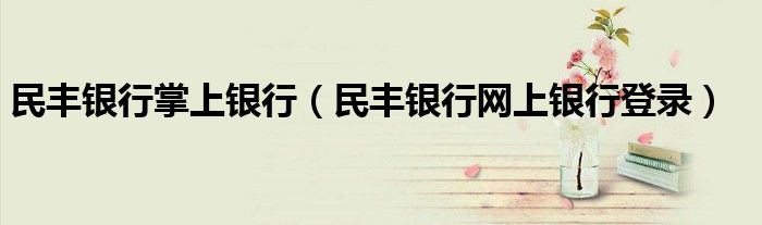 民丰银行掌上银行(民丰银行网上银行登录)
