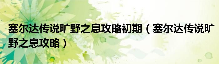 塞尔达传说旷野之息攻略初期(塞尔达传说旷野之息攻略)