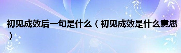 初见成效后一句是什么(初见成效是什么意思)