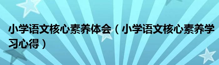 小学语文核心素养体会(小学语文核心素养学习心得)