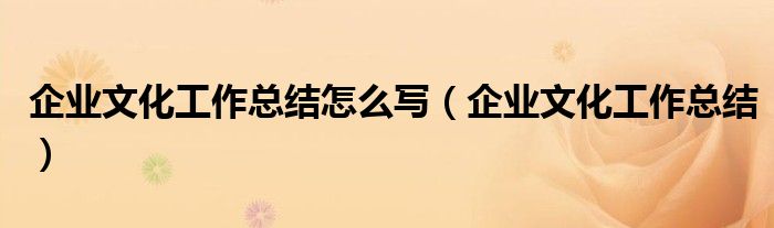 企业文化工作总结怎么写(企业文化工作总结)